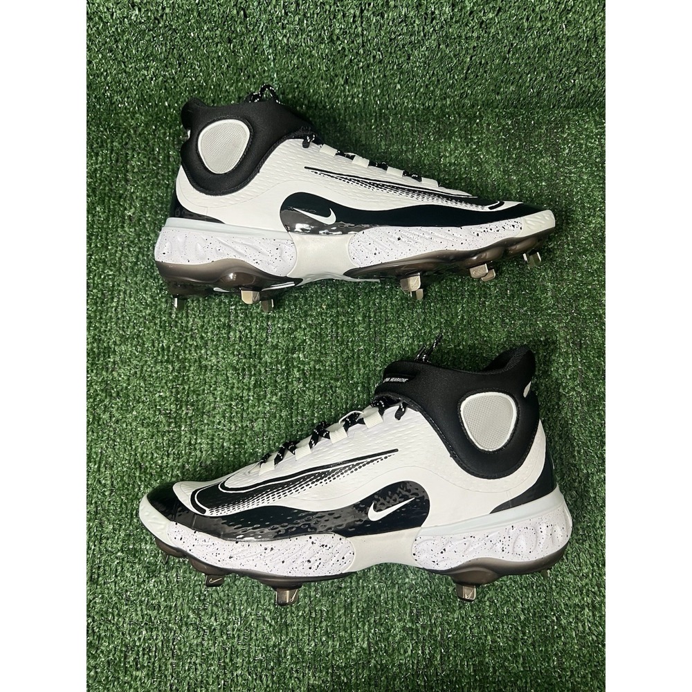 Nike‎ Alpha Huarache Elite 4 Mid White Black Baseball Cleats Men's 7 FD2744-107 - Picture 4 of 7